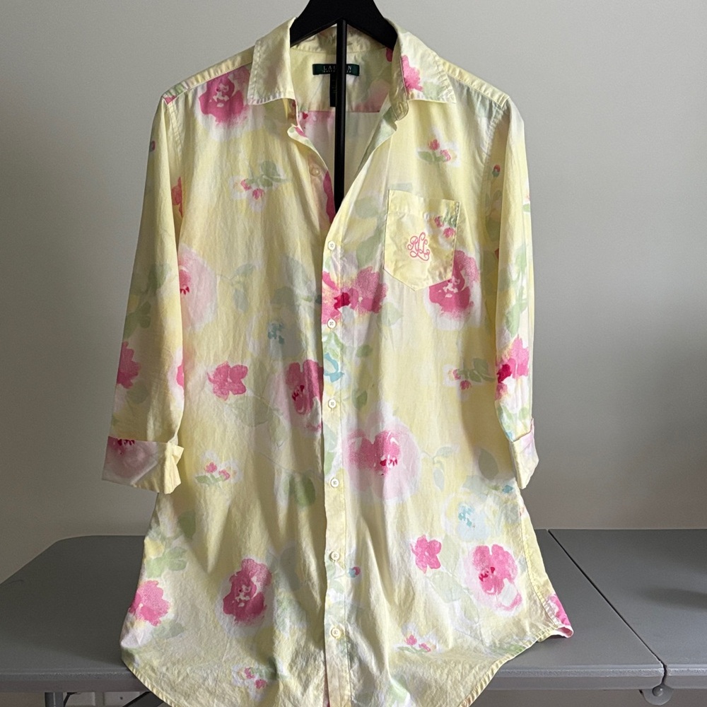 Ralph Lauren Yellow and Pink Floral Night Shirt/Loungewear